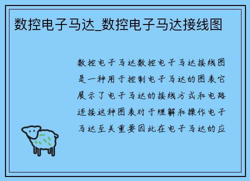 数控电子马达_数控电子马达接线图